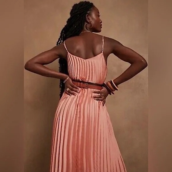 NWOT Banana Republic Satin Pleated Midi Dress | Mocha Brown | XXL - Picture 5 of 9